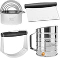 HULISEN 5-Pc Biscuit Cutters, Flour Sifter, Pastry Scraper, Dough Blender