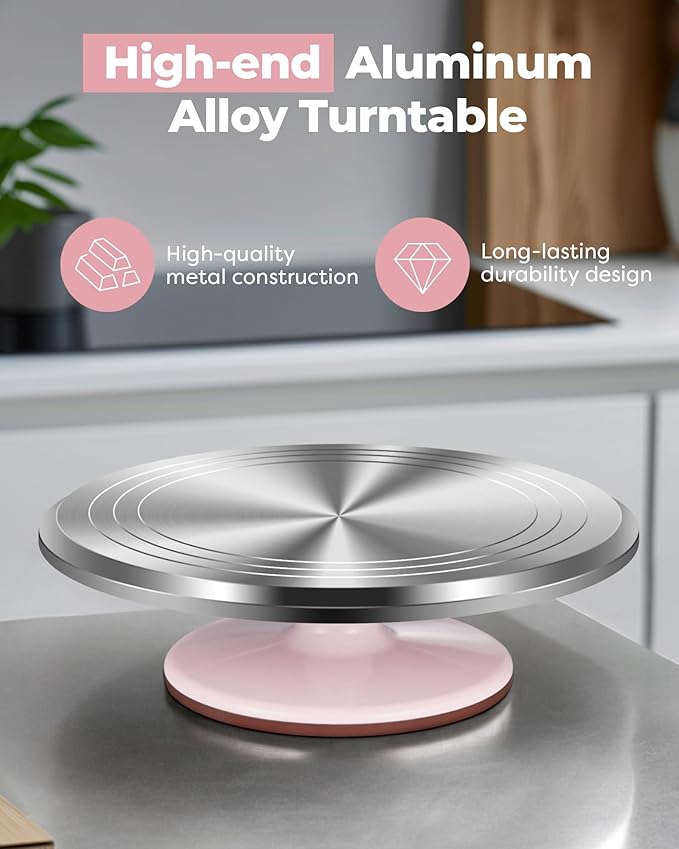Kootek Aluminum Cake Stand Turntable for Party, Base Giratoria Para Pastele