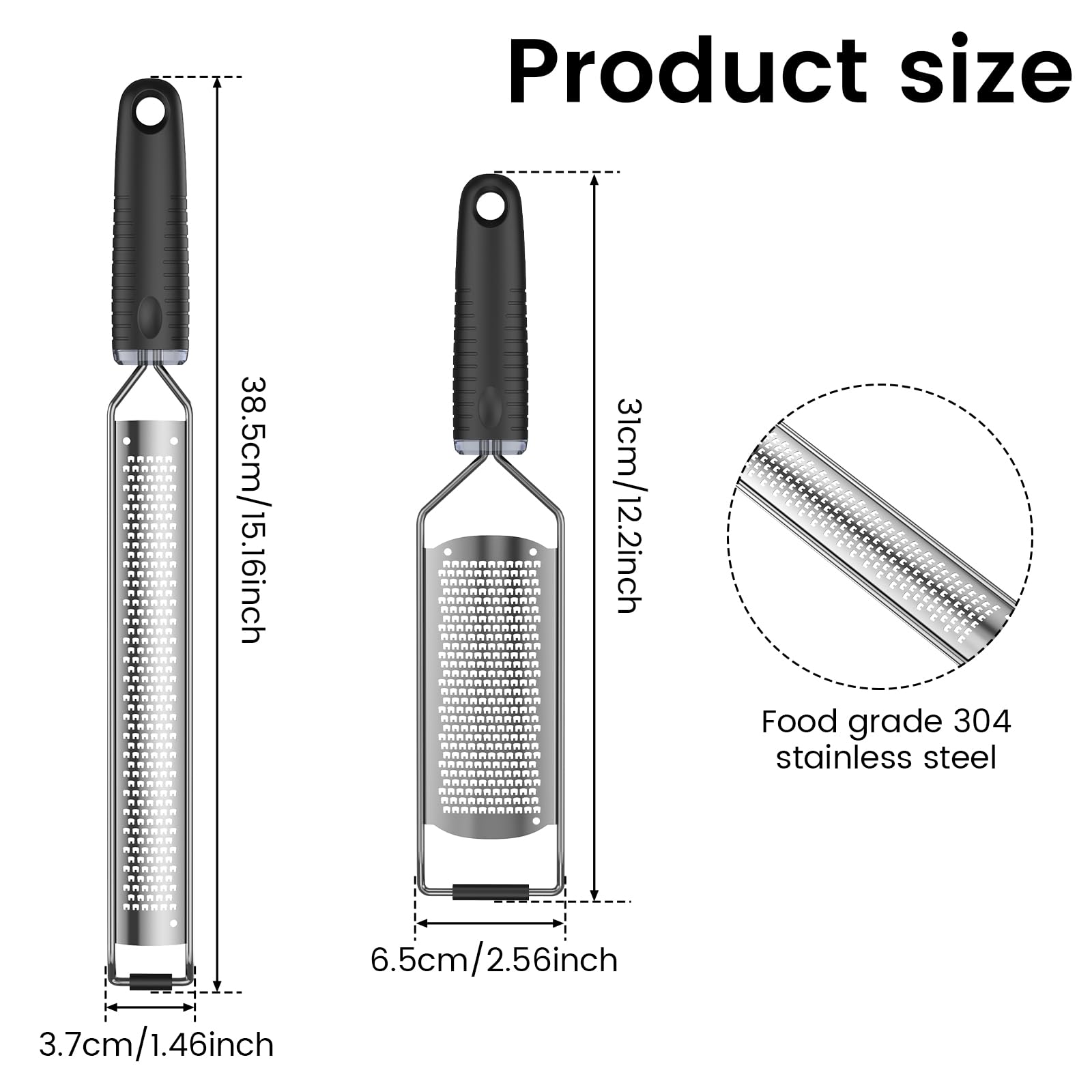 4Pcs Stainless Steel Grater for Different Food Grater with Non-Slip Handle for Vegetables Cheese Shredder and Lemon
