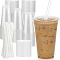 Dealusy 100 Pack - 20 oz Clear Plastic Cups with Lids and Straws