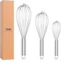 OYV 304 Stainless Steel Whisk Set, Dishwasher Safe Rustproof Metal Whisk, Professional Balloon Wire Whisks for Kitchen Cooking, Perfect For Blending, Whisking, Baking, Beating, 3 Packs (8" 10" 12")