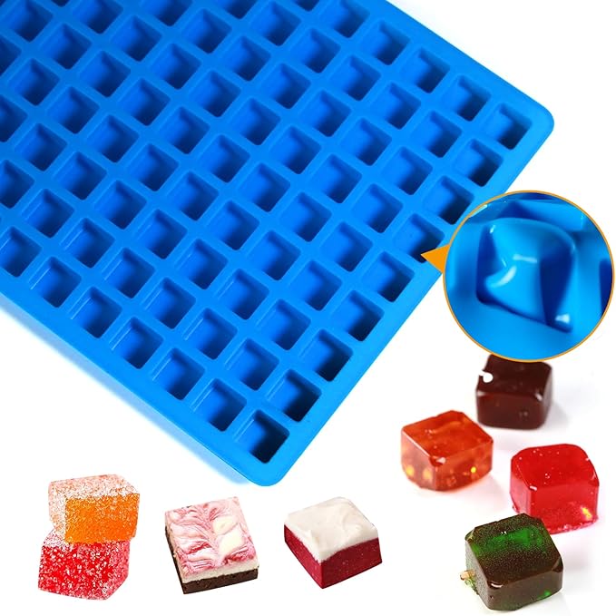 Sidosir Square Caramel Candy Mold Silicone, 126-Cavity Gummy Silicone Molds for Fat Bombs, Chocolate Truffles Mold for Hard Candy, Ice Cube
