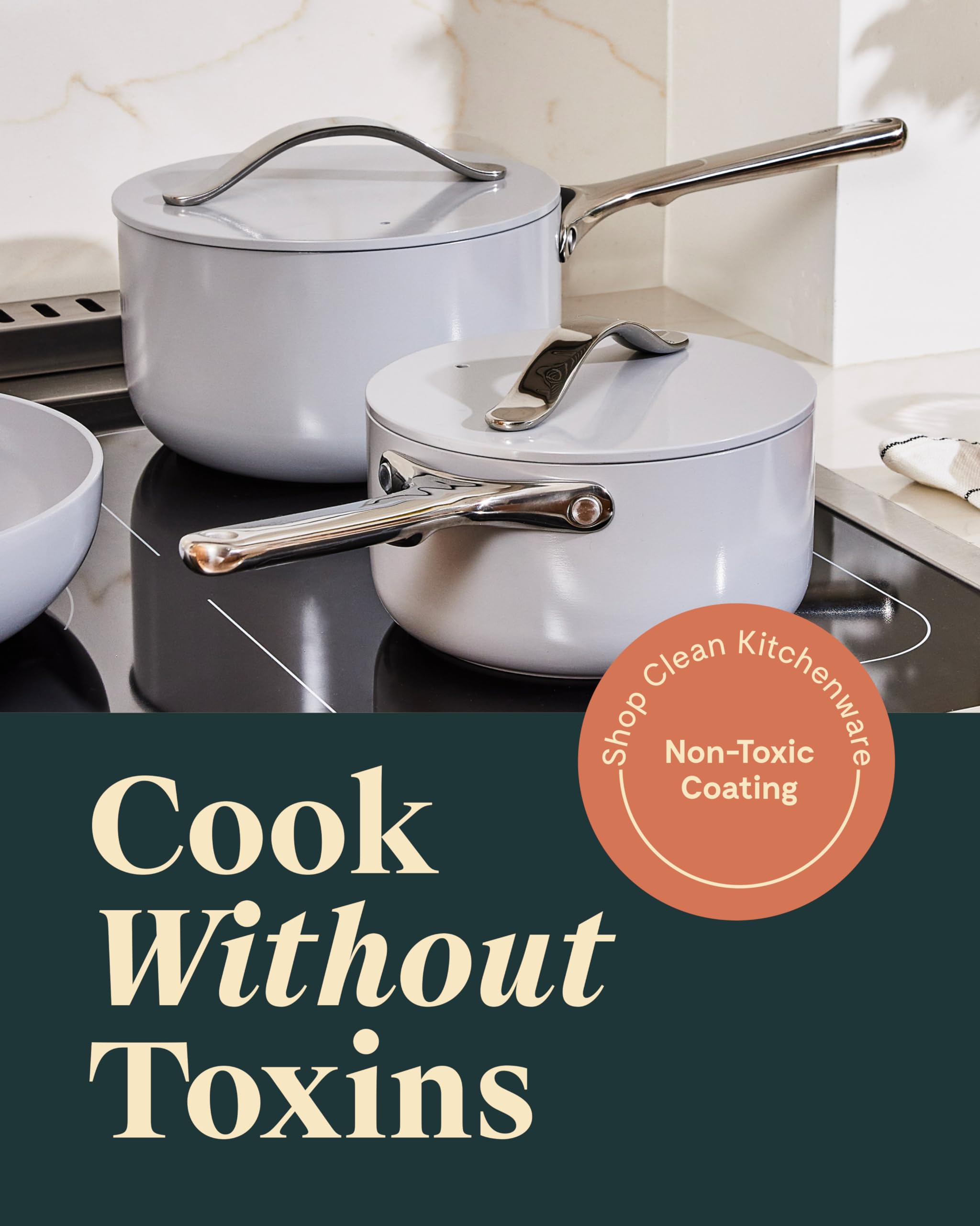 Caraway Non-Stick Ceramic Sauce Pans with Lids (3 qt and 1.75 qt)