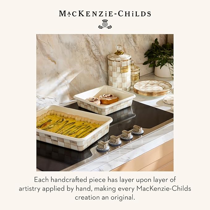 MACKENZIE-CHILDS Appetizer Plate Set, Brown-and-White Mocha Check
