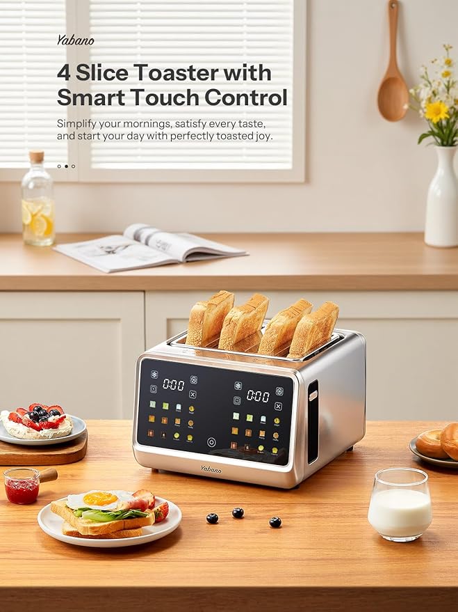 Yabano 4-Slice Toaster Smart Touch Control with Extra Wide Slots