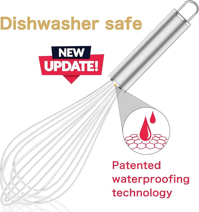 OYV White Silicone Whisk Set of 3, 8/10/12 Inch, Non-Scratch