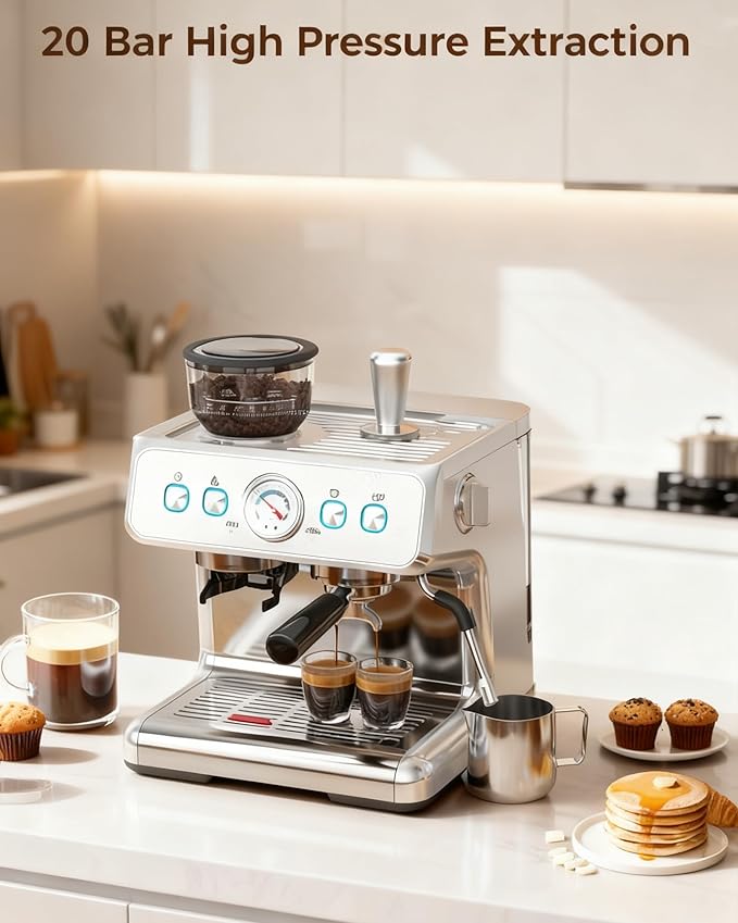 COWSAR 20 Bar Espresso Machine with Grinder & Milk Frother-Pro