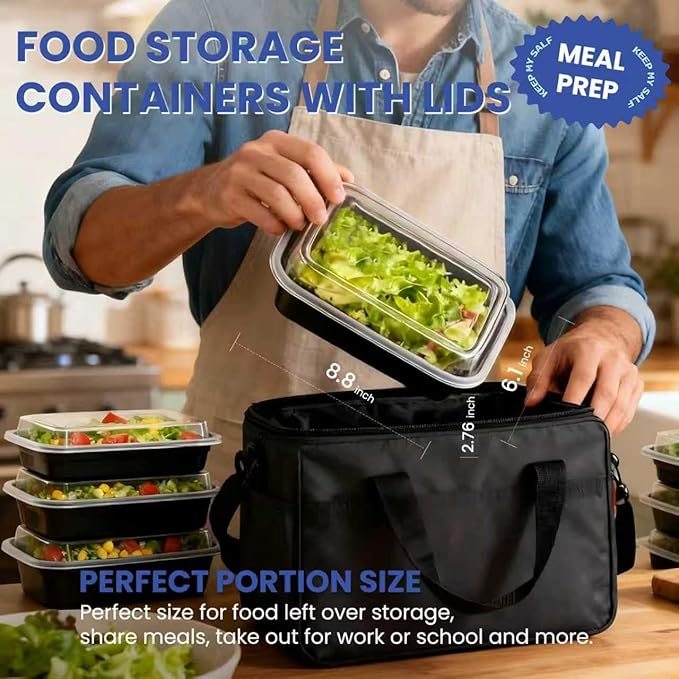 38 oz 50 Pack Meal Prep Containers Reusable, Disposable To Go Food Containers with Lids BPA Free, Plastic Food Storage Containers Microwave/Dishwasher/Freezer Safe Take Out Containers for Leftovers