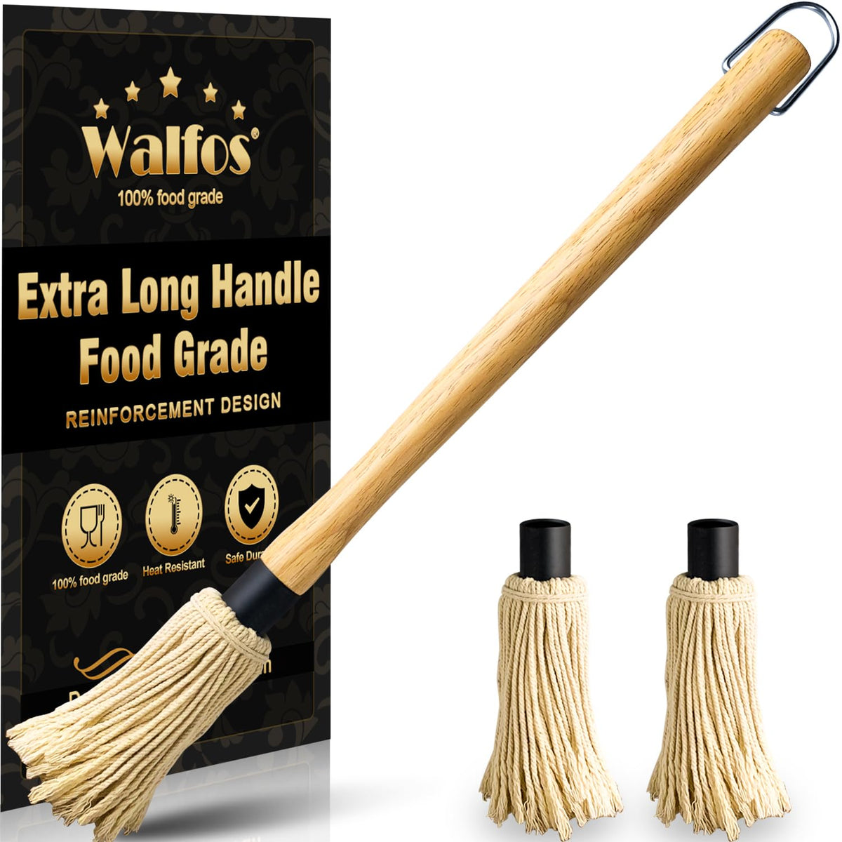 Walfos 600°F Heat Resistant Silicone Basting Brushes BPA Free Pastry Brush, Spread Oil Butter Sauce for BBQ Grill Baking Kitchen Cooking, Dishwasher Safe (2 SIZE)