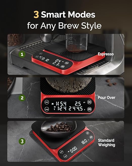 Maestri House S3 Pour Over Coffee Scale with Timer, 3kg/0.1g