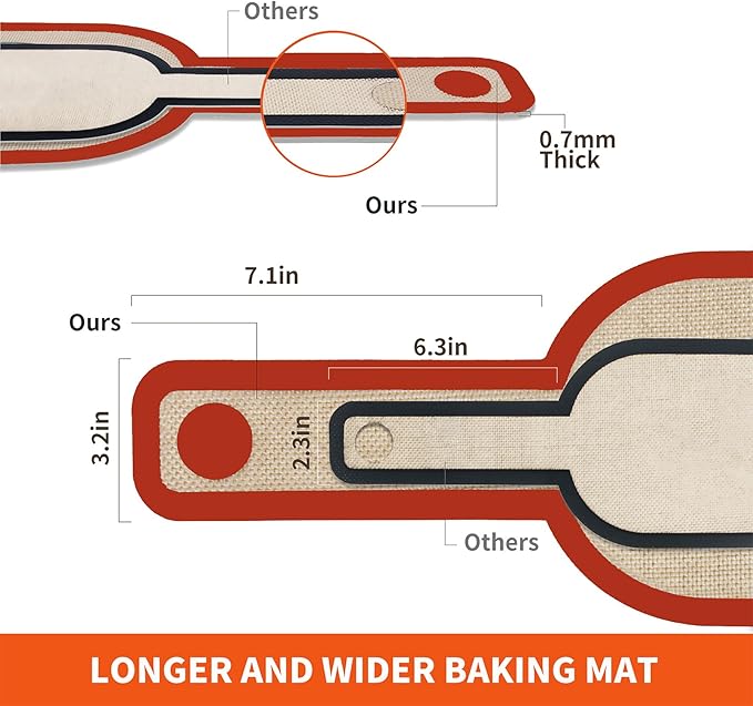 PLAPITATE Silicone Bread Sling Dutch Oven Liner, Non-Stick & Easy Clean Reusable Oval Silicone Bread Sling Baking Mat, Easy to Transfer Sourdough Bread - 2 Red Set