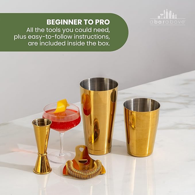 A Bar Above 4 Piece Cocktail Shaker Set with Cocktail Course Included