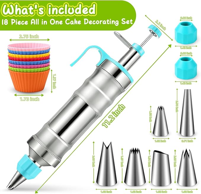 Novano Dessert Decorating Syringe Set, Stainless Steel