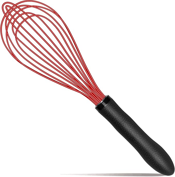 TEEVEA Silicone Whisk 11 Inch, Non-Slip Handle Heat Resistant Non-Scratch