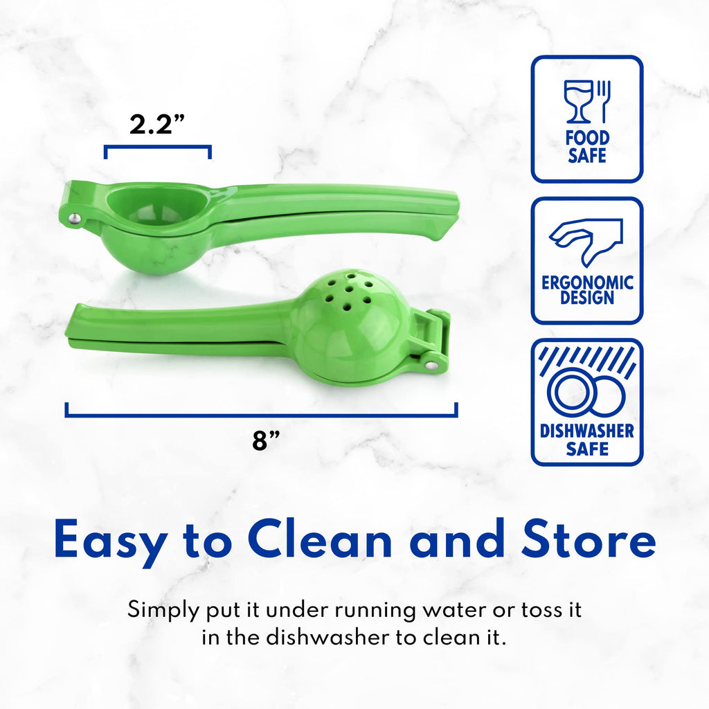 New Star Foodservice Lime Squeezer, Commercial Restaurant Grade Enameled Aluminum Citrus Press, Manual Hand Juicer for Limes, Lemons, and Small Citrus, Green