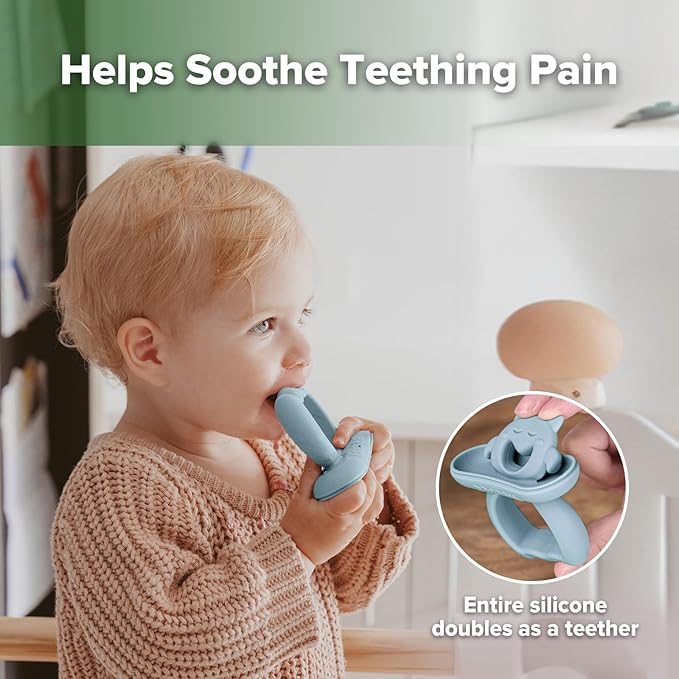 Haakaa Breastmilk Popsicle Molds Baby Teething Relief, Frozen Breast Milk & Puree Teether Popsicle Maker, Ice Pop Molds for Infant 6m+, BPA Free Silicone (Sky Blue + Mustard)