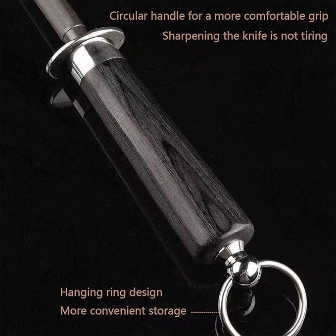 Laoxiongtou 12-Inch Professional Knife Sharpener Rod, Honing Rod For Knives