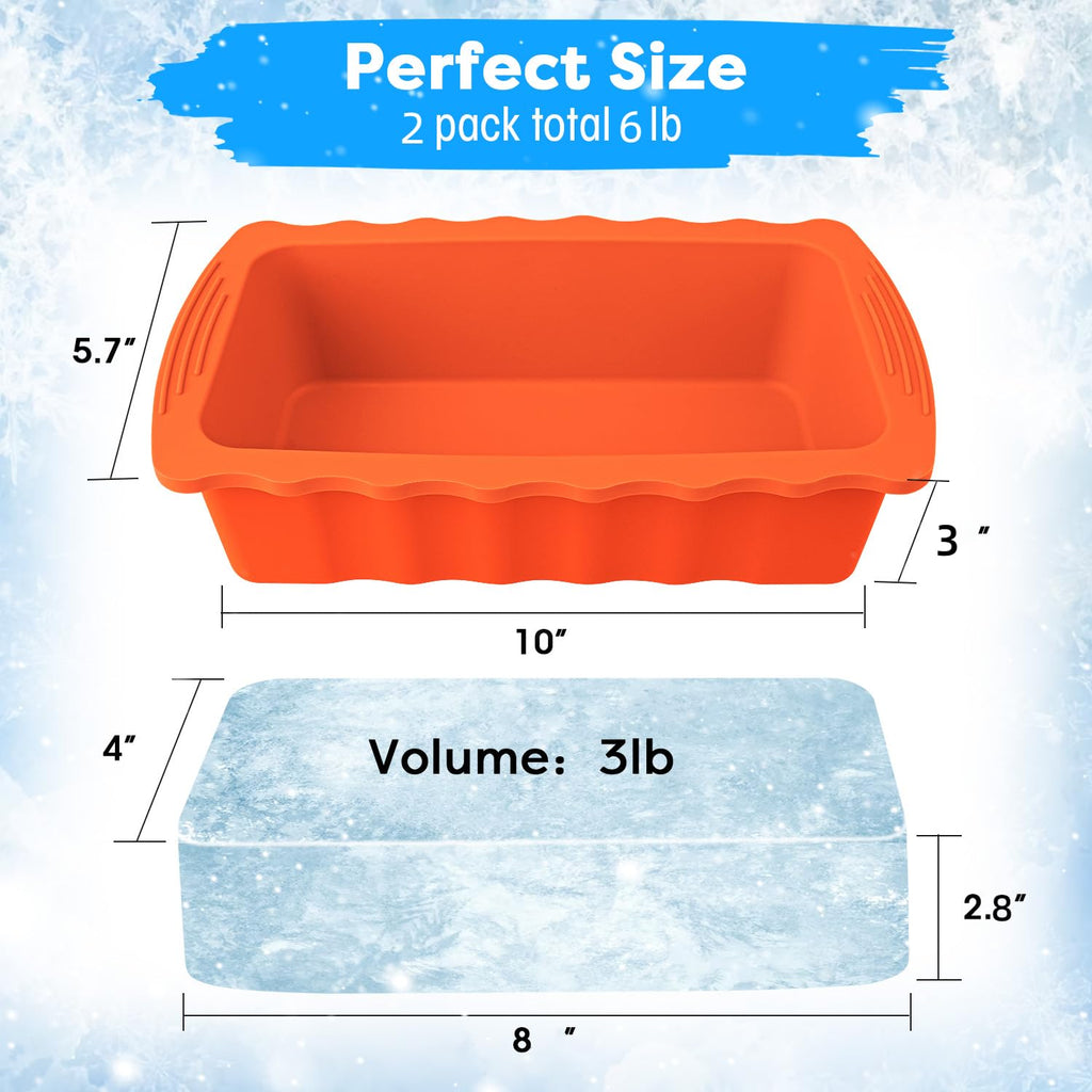 Haldane 5PC Extra Large Ice Block Mold 15LB Ice Cube Bricks Maker Molds for Cold Plunge/Coolers, Reusable Ice Bath Water Chiller, Thick Silicone Ice Bath Accessories Orange