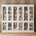 ivaniti 70.8" Tall Farmhouse Kitchen Pantry Cabinet with Glass Doors, Modular Storage Cabinet with 6-Tier Adjustable Shelves, White, Wooden Hutch for Kitchen, Living Room, Set of 3