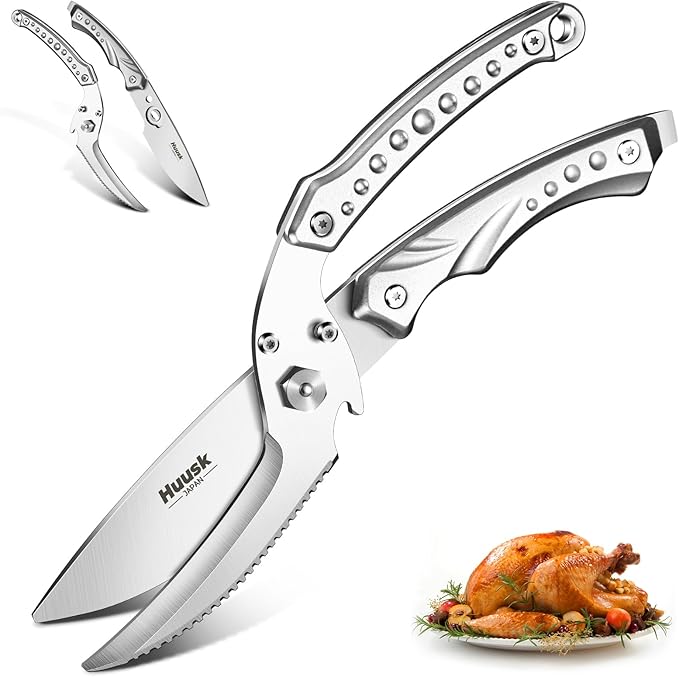 Huusk Kitchen Scissor for Food All Purpose Heavy Duty Poultry Shear Silver