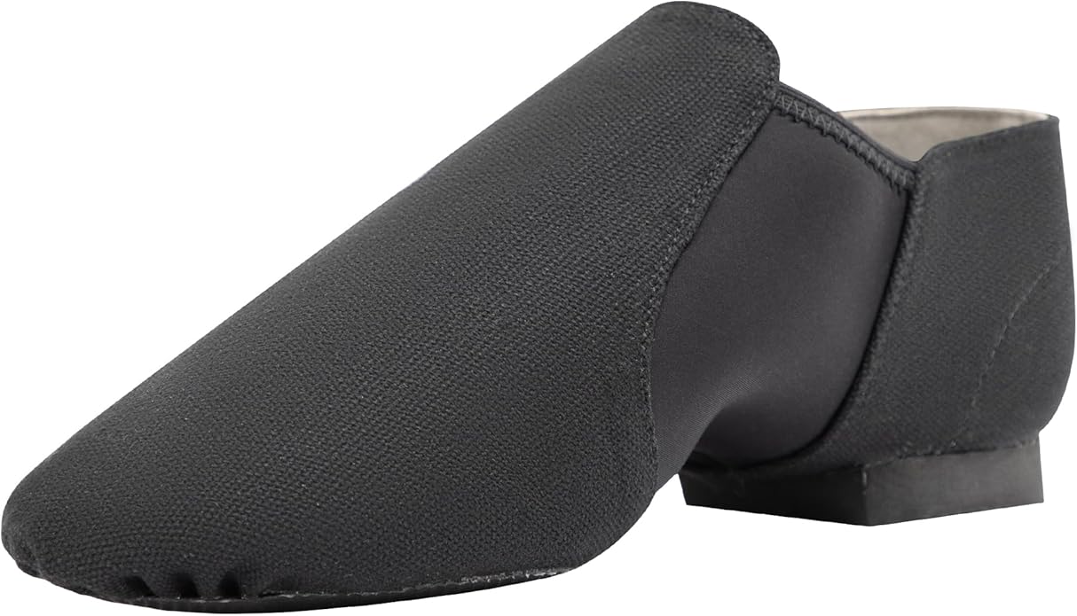 Linodes Unisex 09 Canvas Upper Slip-on Jazz Shoe for Women and Men's Dance Shoes-Black 10.5M