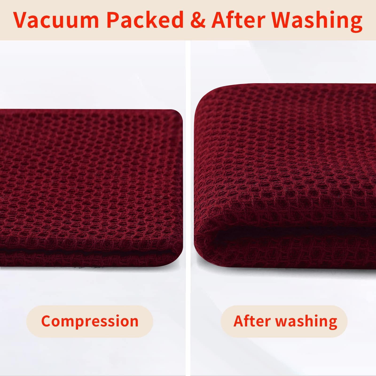 Homaxy 100% Cotton Waffle Weave Kitchen Dish Cloths, Ultra Soft Absorbent Quick Drying Dish Towels, 12 x 12 Inches, 6-Pack, Burgundy