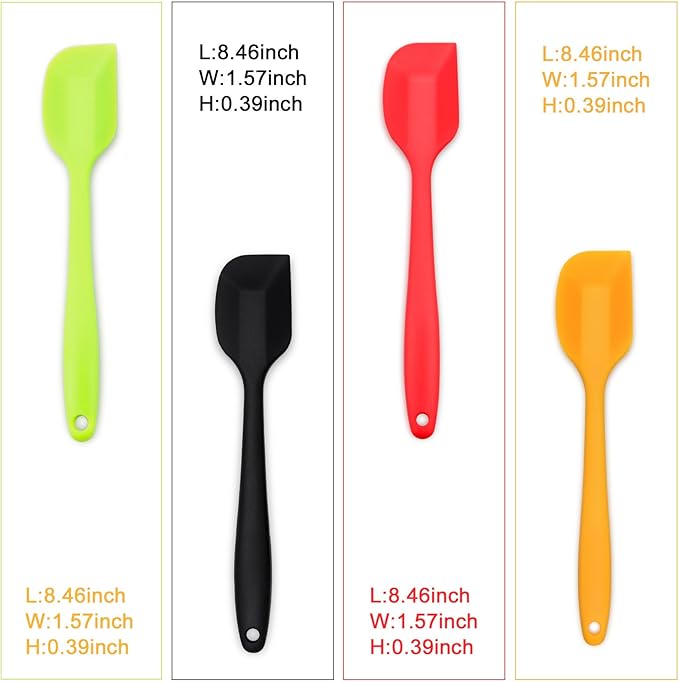 4-Piece Silicone Spatula Set with Stainless Steel Core, Small, Multicolor