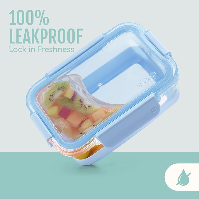 Ello Duraglass Refresh 3.4 Cup Meal Prep Containers, 10 Pc, Garden Goals