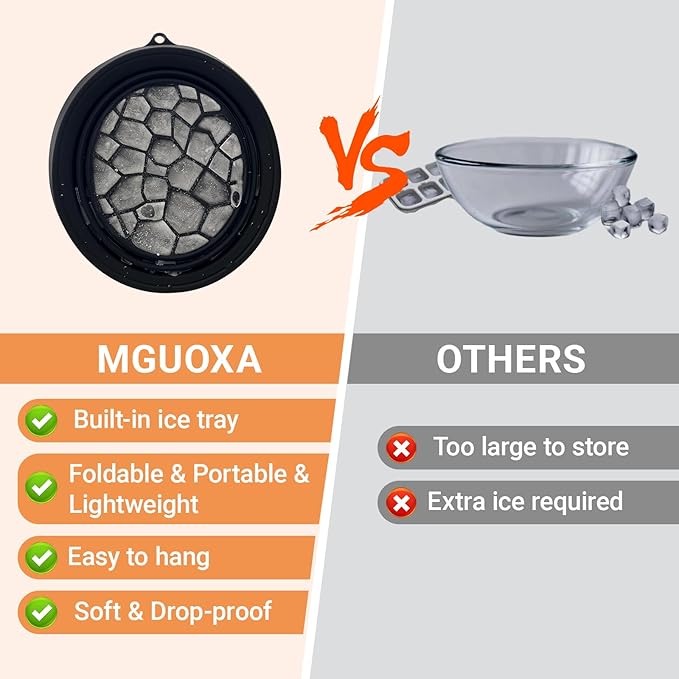 MGUOXA Face Bowl for Ice with Built-In Ice Tray,Ice Bath Collapsible Silicone Bowl,Facial Plunge Bowl, for Face Cooling Portable Spa Tool for Home & Travel （Black）