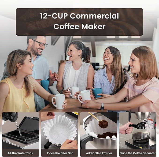 SYBO Commercial Coffee Maker with 3 Warmers and Decanters SF-CB-3GA