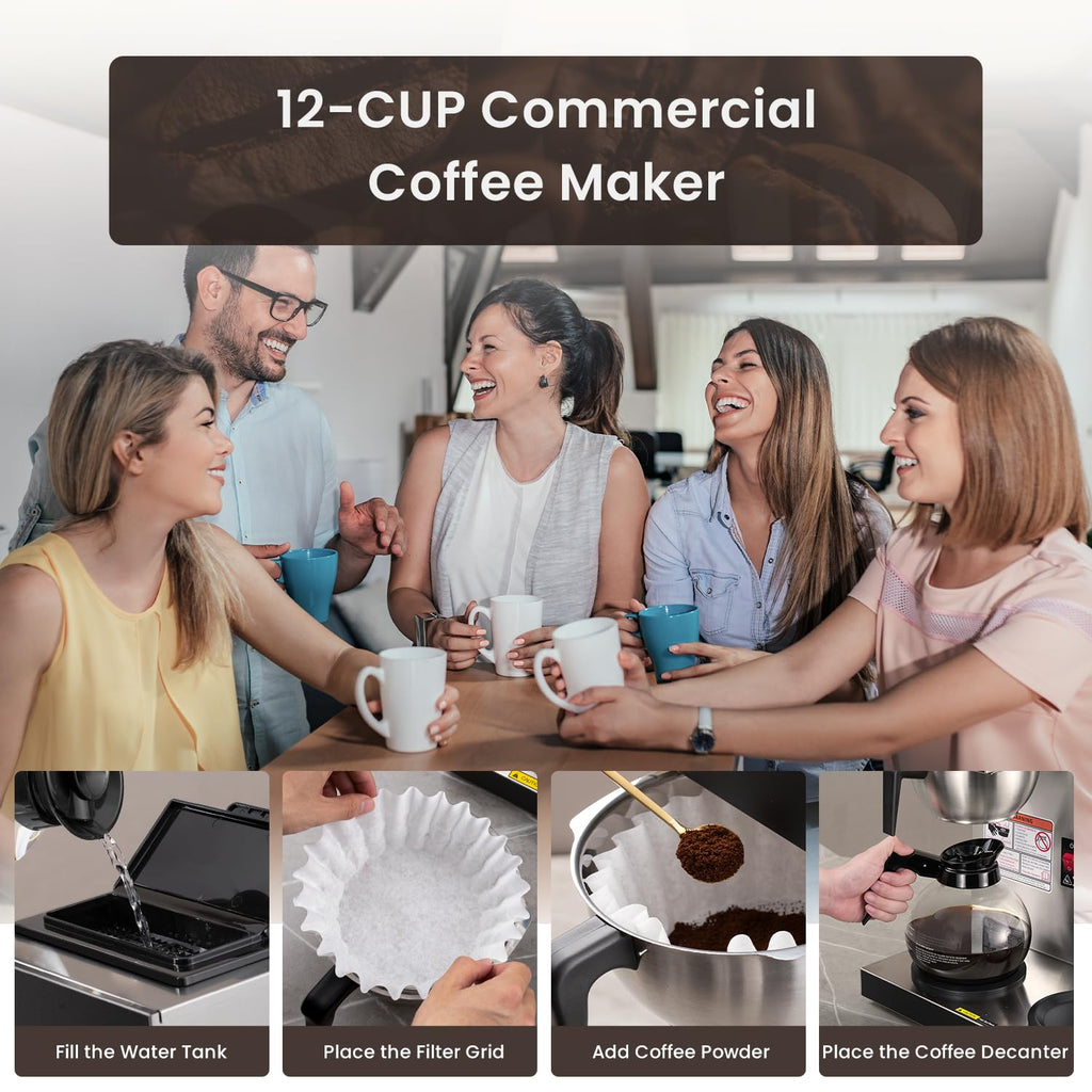SYBO Commercial Coffee Maker with 3 Warmers and Decanters SF-CB-3GA
