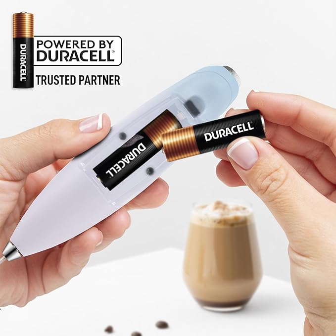 Zulay Kitchen Powerful Milk Frother Wand With Duracell Batteries - Ultra Fast Handheld Drink Mixer - Electric Whisk Foam Maker for Coffee, Lattes, Cappuccino & Matcha - Triple Whisk - Pale Cloud