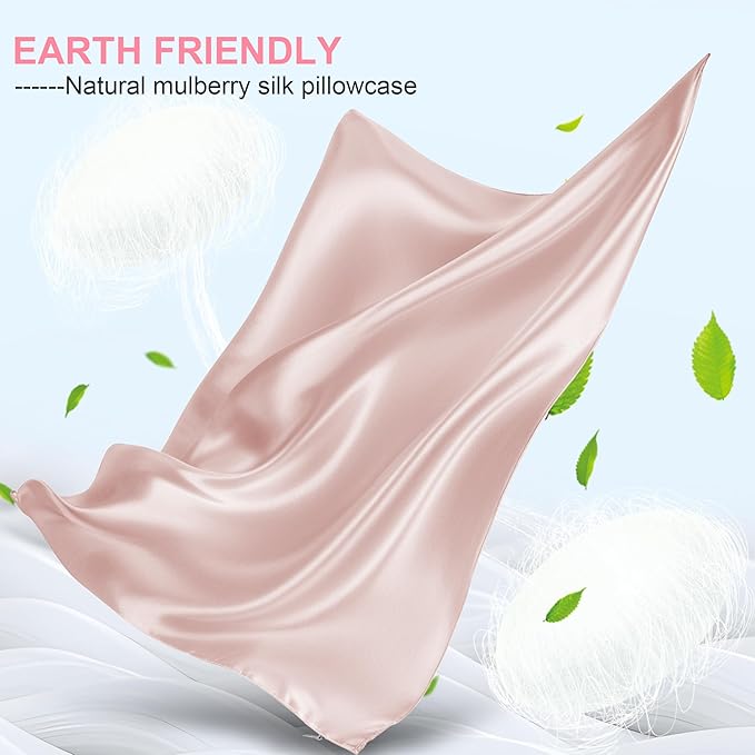LYSHIN Pink Silk Pillowcases 2 Pack King Size with Zipper