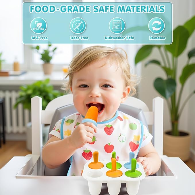 Silicone Popsicle Molds for Toddlers, 6-Cavity Mini Popsicle Molds