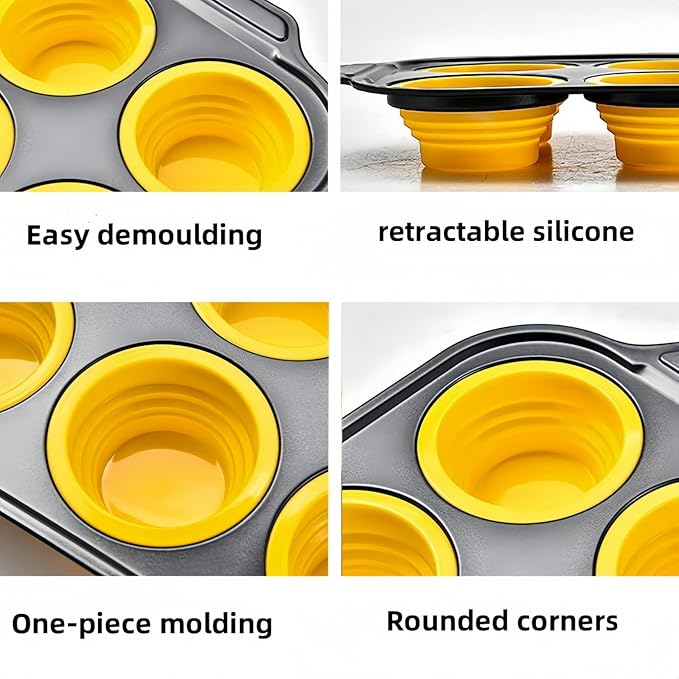 YiYeraio 12 Cups Silicone Muffin Pans for Baking with Metal Frame, Egg Bite Molds, Cupcake Pans Regular Size, Muffin Tins Easy to Pop Nonstick Non Toxic Bakeware for Oven Dishwasher Safe