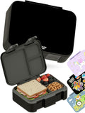 BEARFOOT Kids Lunch Box with Compartments – Compact & Lightweight | Leak-Proof, BPA-Free, Dishwasher Safe | Hand-Drawn Design for Preschool, School, Travel (Black, 2.75 Cups)