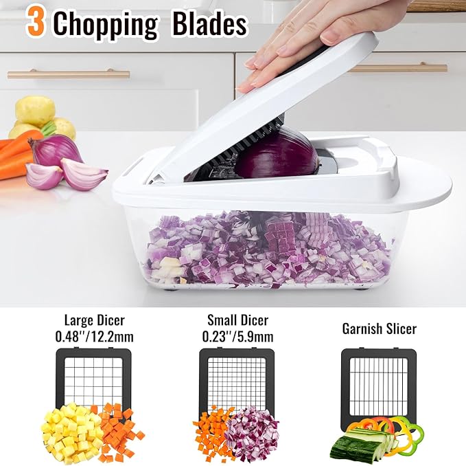 Ukeetap 8-Blade Cook Tool & Gadget Sets, Chopper Slicer Grater Set, White