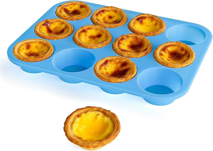 Bangp Silicone Muffin Pan for Baking with Steel-reinforced Rim,2 Pack,Blue