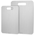 Yaocom 2 Pcs Stainless Steel Cutting Board for Kitchen 304 Steel Chopping Dishwasher Safe Metal Cutting Board Set for Kitchen Meat Fruit Vegetable (13.4"x9",11.8"x7.9")