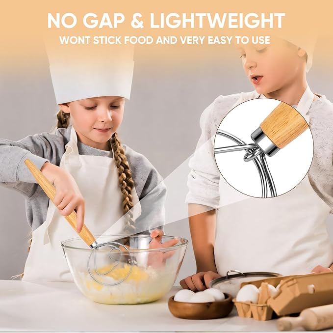 Maxjoy Danish Dough Whisk, Stainless Steel Wooden Bread Tool for Sourdough