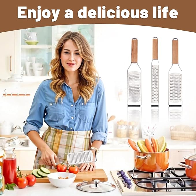 SHIKORI Professional Cheese Graters for Kitchen Stainless Steel Handheld