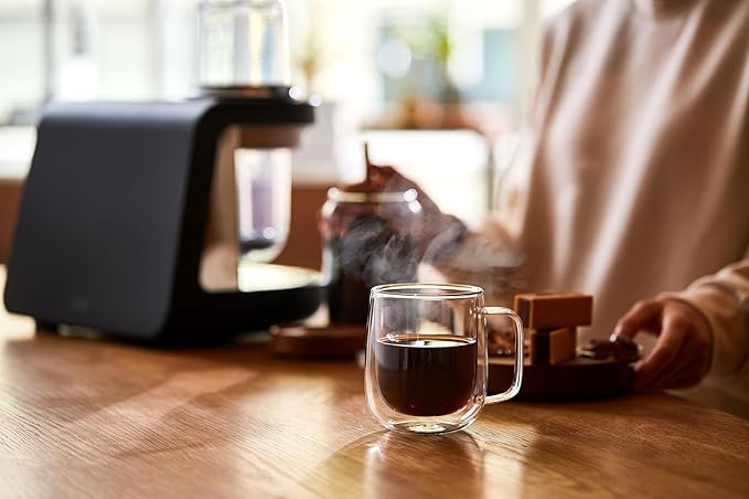 Tiger Siphonysta Siphon Coffee Maker | Single Serve Coffee Machine with Automatic Siphon Brewing | 9 Flavor Settings | Vacuum Brew Technology | Made in Japan | 10 oz | Black