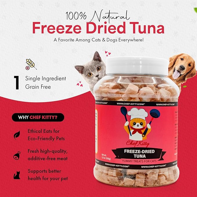 Chef Kitty Freeze Dried Tuna Cat Treats, 100% Wild Caught, 8.5 oz