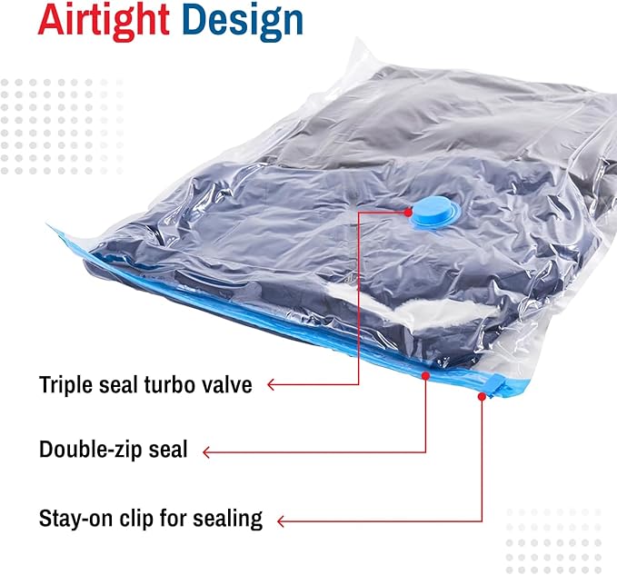 Spacesaver Jumbo Vacuum Storage Bags for Comforters, Blankets & Clothes – Vacuum Sealed Compression Bag with Hand Pump – Space Saver Storage Bag for Bedding, Moving, Travel & Organization (5 Pack)