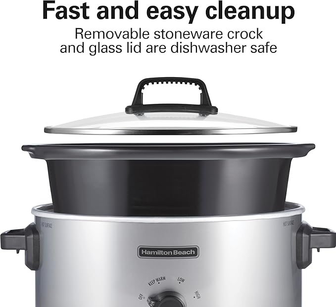 Hamilton Beach 6 Quart Slow Cooker With 3 Cooking Settings