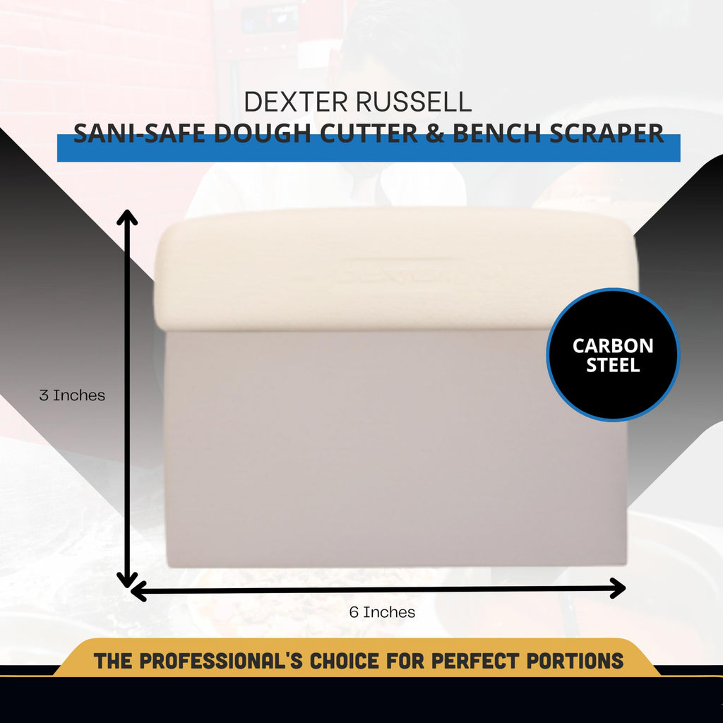 Dexter-Russell S196PCP Sani-Safe 19783 Dough Cutter/Scraper, 6" x 3" Stainless Steel Blade with Textured White Polypropylene Handle, NSF, Baking Tool and Bench Scraper, USA Made