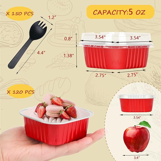 LNYZQUS 5oz Mini Cake Pans with Lids, Individual Brownie Tins 120 Pack