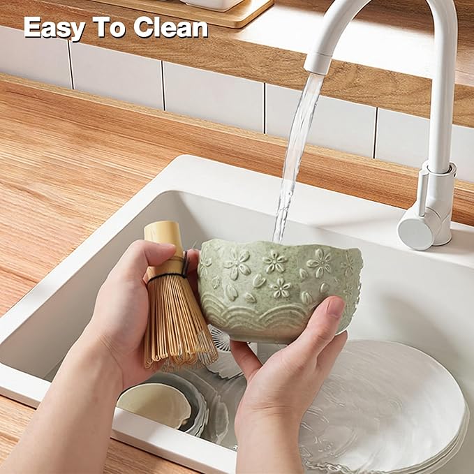VENSEEN Matcha Whisk Set with Japanese Ceramic Bowl & Whisk, 8-Piece