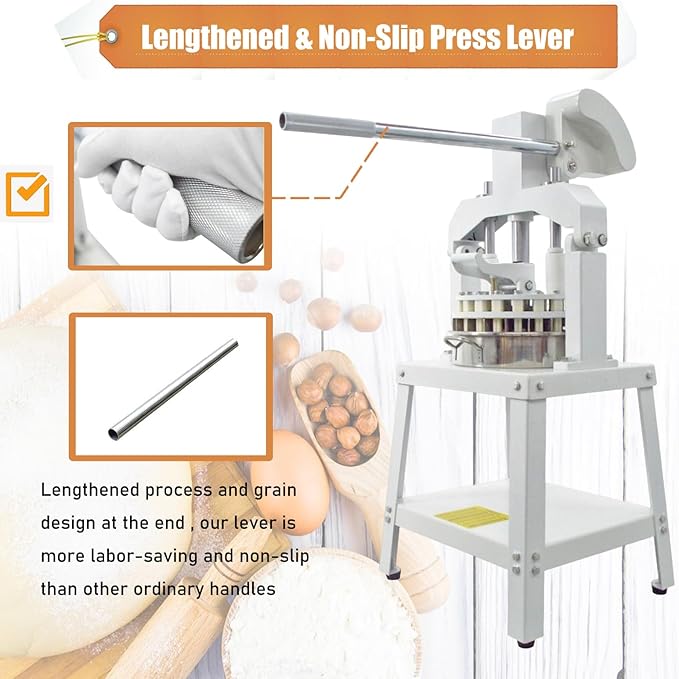 Yokoma Manual 24PCS Dough Divider Commercial 24pcs Dough Divider Manual Doughs Dividing Cutting Machine with 2 Stainless Steel Basin for Commercial Baking, 1.59-8.46oz(45-240g) Weight Range
