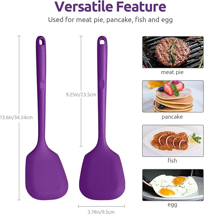 U-Taste Silicone Turner Cooking Spatula, 13.6" Long/3.7" Wide, Purple